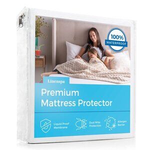 NEW - Waterproof Mattress Protector - White